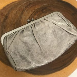 Express Silver Leather Clutch